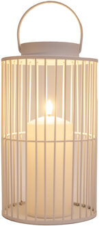 Anna's Collection Windlicht/kaarsenhouder buiten lantaarn - wit - 15 x 26 cm - metaal - Incl. LED kaars