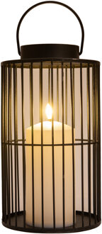 Anna's Collection Windlicht/kaarsenhouder buiten lantaarn - zwart - 15 x 26 cm - metaal - Incl. LED kaars