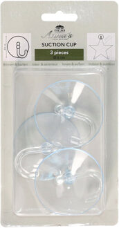 Anna's Collection Zuignappen ophanghaakjes - 3x st - 6 cm - groot - transparant - kerstverlichting ophangen