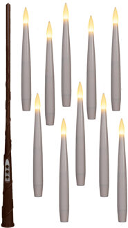 Anna's Collection Zwevende LED kaarsen - 10x stuks - wit - 15 cm - magische toverstaf - afstandsbediening