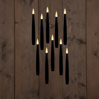 Anna's Collection Zwevende LED kaarsen - 10x stuks - zwart - 15 cm - magische toverstaf - afstandsbediening