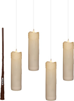 Anna's Collection Zwevende LED kaarsen - 4x st - wit?-?18 x 5 cm -?toverstaf afstandsbediening - zweefkaars