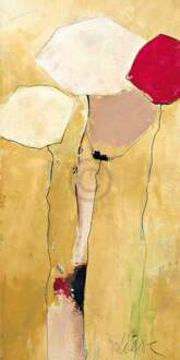 Anne L. Strunk - White Flowers With Red 2 Kunstdruk 50x100cm