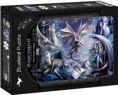 Anne Stokes - Silver Dragon Collage Puzzel (1500 stukjes)