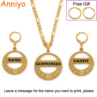 Anniyo Customize Name Jewellery Sets Hawaiian Pendant Necklaces Earrings Micronesia Marshallese Guam Custom Name African #152721