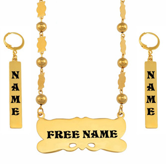 Anniyo Customize Name Necklace Earrings Sets Marshall Hawaiian Sets Personalise Letters Jewelry Micronesia Chuuk #059821