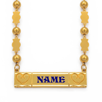 Anniyo Customize Name Pendant Beads Necklaces With Blue Carving Letters,Personalized Gift Hawaii Micronesia Marshallese #198306