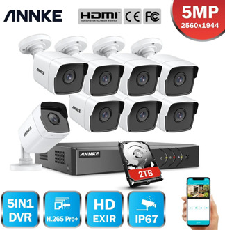 ANNK H.265+ 5MP Lite Ultra HD 8CH DVR CCTV Security System Outdoor 5MP EXIR Night Vision Camera Video Surveillance Kit
