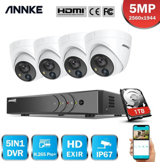 ANNKE 4CH 5MP Security Camera System 5MP Lite 5IN1 H.265+ DVR With 4PCS 5MP PIR HD EXIR Dome Weatherproof Surveillance CCTV Kit