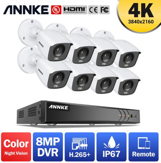 ANNKE 4K Ultra FHD Full Color Video Surveillance System 8CH 8MP H.265+ DVR With 8MP Outdoor Weatherproof Security CCTV Cameras