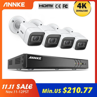ANNKE 4K Ultra HD Video Surveillance Camera System 8CH 8MP H.265 DVR With 4PCS 8MP Outdoor Weatherproof Security Camera CCTV Kit