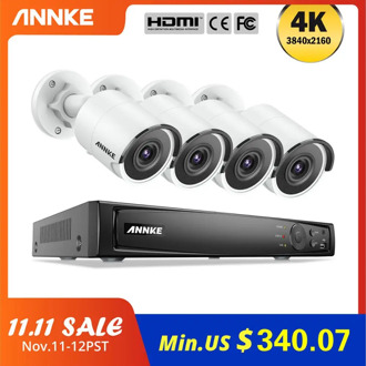 ANNKE 8CH 4K Ultra FHD POE Network Video Surveillance System 8MP H.265 NVR With 4X 8MP Weatherproof IP Security Cameras CCTV Kit