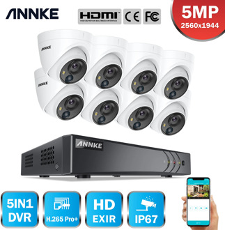 ANNKE 8CH 5MP Lite HD Video Security Camera System 5IN1 H.265+ DVR With 8X 5MP Dome Home CCTV Surveillance Cameras PIR Detection
