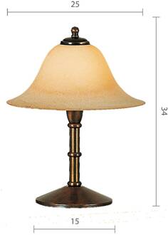 Anno 1900 tafellamp Scavo-rookglas kap messing gebruineerd, crème