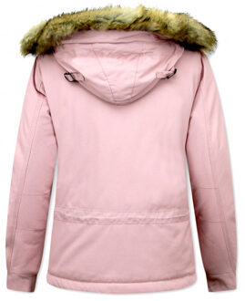 Anorak winterjas met bontkraag pink Veelkleurig - S