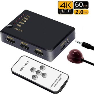 Anpwoo Hdmi-Compatibel Switcher Vijf In Een Out 4K Hd Afstandsbediening Infrarood Compatibel Hdcp Blu-Ray 5 Cut 1