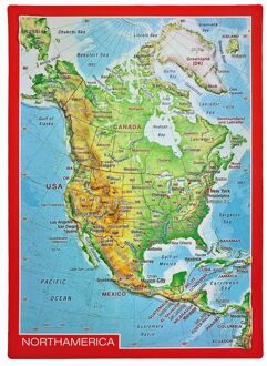 Ansichtkaart Amerika Noord met reliëf | GeoRelief