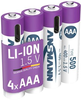 Ansmann Usb oplaadbare Batterijen AAA Met Oplaadkabel 4-pack