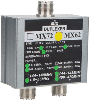 Antenna Combiner MX62 HF VHF UHF tri band HAM Walkie talkie Antenna Linear Duplexer SO239 Plugin 50 ohm 60-100W