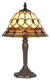 ANTHEA tafellamp in Tiffany-stijl Bruin, bont