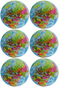 Anti- 10x -stress bal - planeet - aarde - 7 cm - wereldbol