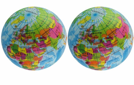 Anti- 2x -stress bal - planeet - aarde - 7 cm - wereldbol