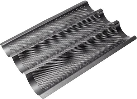 Anti-aanbak Franse Brood Bakvorm Baguette Pan Wave Brood Bakplaat Cake Baguette Mold Broodrooster Pannen Brood Bakken Tools zwart 3 loaf