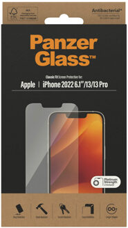 Anti-Bacterial Screenprotector voor de iPhone 14 / 13 / 13 Pro Transparant