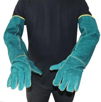 Anti-Bite Veiligheid Bite Handschoenen Voor Catch Hond Kat Reptiel Dier Ultra Lange Lederen Groene Huisdieren Grijpen Bijten Beschermende handschoen