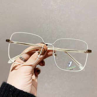 Anti Blauw Licht Bril Met Grote Frame Vintage Vierkante Lezen Brillen Optische Lenzen Voor Vrouw Mannen Metalen Brilmonturen D