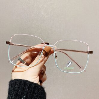 Anti Blauw Licht Bril Met Grote Frame Vintage Vierkante Lezen Brillen Optische Lenzen Voor Vrouw Mannen Metalen Brilmonturen