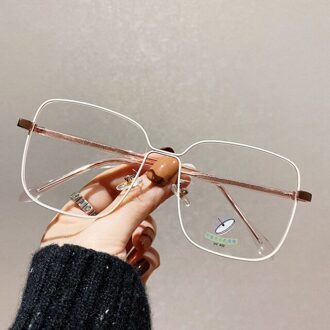 Anti Blauw Licht Bril Met Grote Frame Vintage Vierkante Lezen Brillen Optische Lenzen Voor Vrouw Mannen Metalen Brilmonturen