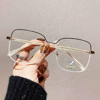 Anti Blauw Licht Bril Met Grote Frame Vintage Vierkante Lezen Brillen Optische Lenzen Voor Vrouw Mannen Metalen Brilmonturen