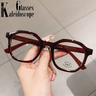 Anti Blauw Licht Brilmontuur Vrouwen Mannen Onregelmatige Ronde Brillen Optische Bril Frames Clear Bluelight Blokkeren DarkRed