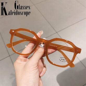 Anti Blauw Licht Brilmontuur Vrouwen Mannen Onregelmatige Ronde Brillen Optische Bril Frames Clear Bluelight Blokkeren Oranje