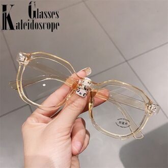 Anti Blauw Licht Brilmontuur Vrouwen Mannen Onregelmatige Ronde Brillen Optische Bril Frames Clear Bluelight Blokkeren thee