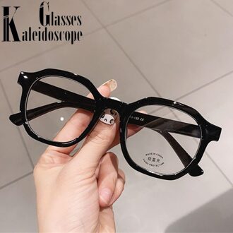 Anti Blauw Licht Brilmontuur Vrouwen Mannen Onregelmatige Ronde Brillen Optische Bril Frames Clear Bluelight Blokkeren zwart