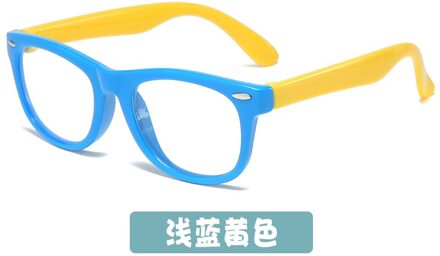 Anti Blauw Licht Kinderen Bril Trends Kinderen Vierkante Optische Frame Eyeware Jongen Meisjes Computer Transparante Brillen UV400 blauw geel