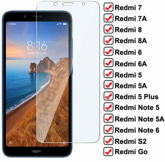 Anti-Burst Tempered Glass For Xiaomi Redmi 7A 7 8 8A 6 6A S2 Go Screen Protector On Redmi 5 Plus Note 5 5A 6 Pro Protective Glas
