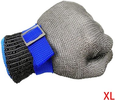 Anti Cut Proof Handschoenen Rvs Werkhandschoenen Anti-Cut Niveau 5 Veiligheid Keuken Butcher Grey Cut slip Handschoenen XL blauw