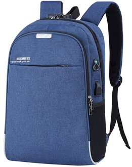 Anti-diefstal Mannen Rugzakken Schooltassen voor Tieners Jongens Grote Capaciteit 15.6 Inch Laptop Rugzak USB Opladen Travel Mannen tassen Blauw