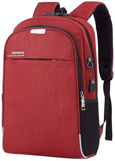 Anti-diefstal Mannen Rugzakken Schooltassen voor Tieners Jongens Grote Capaciteit 15.6 Inch Laptop Rugzak USB Opladen Travel Mannen tassen Rood