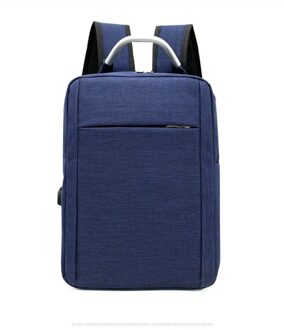 Anti-Diefstal Mannen Vrouwen Laptop Notebook Rugzak + Usb Opladen Business Schooltas Outdoor Reistas Oxford Waterdicht Blauw