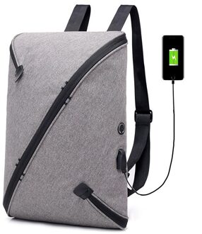 Anti Diefstal Uitbreidbaar Laptop Multifunctionele Usb Opladen Mannen Mannelijke Schooltas Vergrendeld Reizen Bedrijf Rugzakken grijs