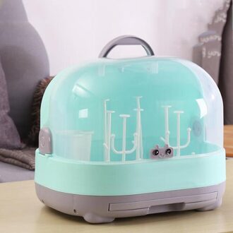 Anti Dust Baby Flessen Opbergdoos Droogrek Plastic Servies Dry Case Schoonmaken Droger Afdruiprek Opslag Container groen