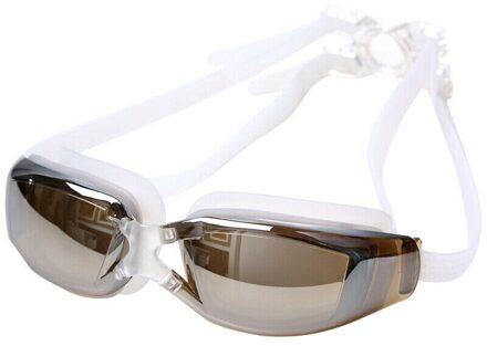 Anti-Fog Gespiegeld Zwembril Siliconen Afdichting Zwembril Duiken Bril Uv Bescherming Anti-Shatter Waterdichte Zwemmen Brillen licht grijs