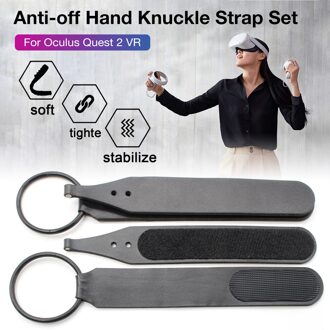 Anti-Off Hand Knuckle Band Set Voor Oculus Quest 2 Vr Vr Bril Accessoires Pu Handvat Vaste Strap Zwart 1 Paar Bandjes