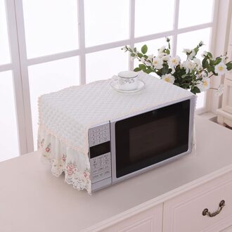 Anti Oil Hood Microwave Oven Cover Protection Kitchen Decoration Simple Dining Home Accessories Dust Proof Lace Embroidery Beige