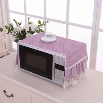 Anti Oil Hood Microwave Oven Cover Protection Kitchen Decoration Simple Dining Home Accessories Dust Proof Lace Embroidery Paars