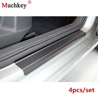 Anti Scratch Sticker Plaat Cover Auto Accessoriesb Carbon Fiber Voor Alle Zwart 4 Stuks Per Set Dorpel Deur